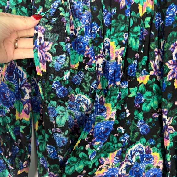 Zara Floral Long Sleeve Midi Dress Black Size Small S EUC - Picture 12 of 14